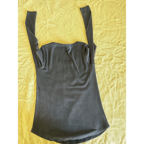 LOFT XS Black Ribbed Long Sleeve Scoop Neck Tee Top Shirt Capsule Wardrobe - Picture 2 of 7